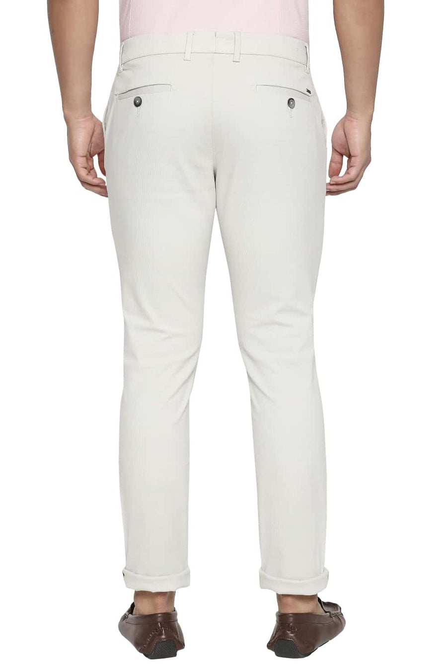 BASICS TAPERED FIT SILVER GREY STRETCH TROUSER