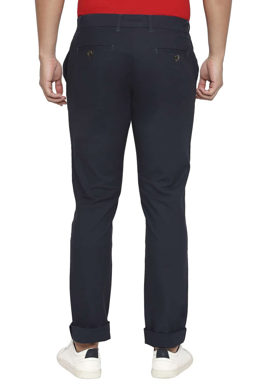BASICS TAPERED FIT NAVY BLAZER STRETCH TROUSERS