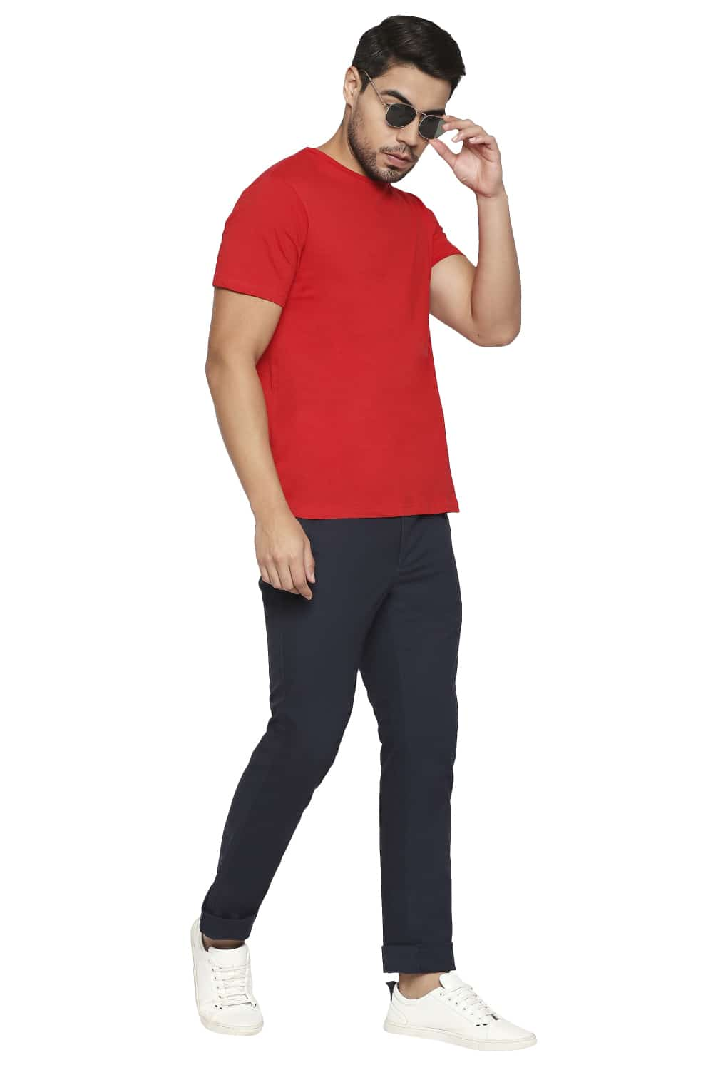 BASICS TAPERED FIT STRETCH TROUSERS