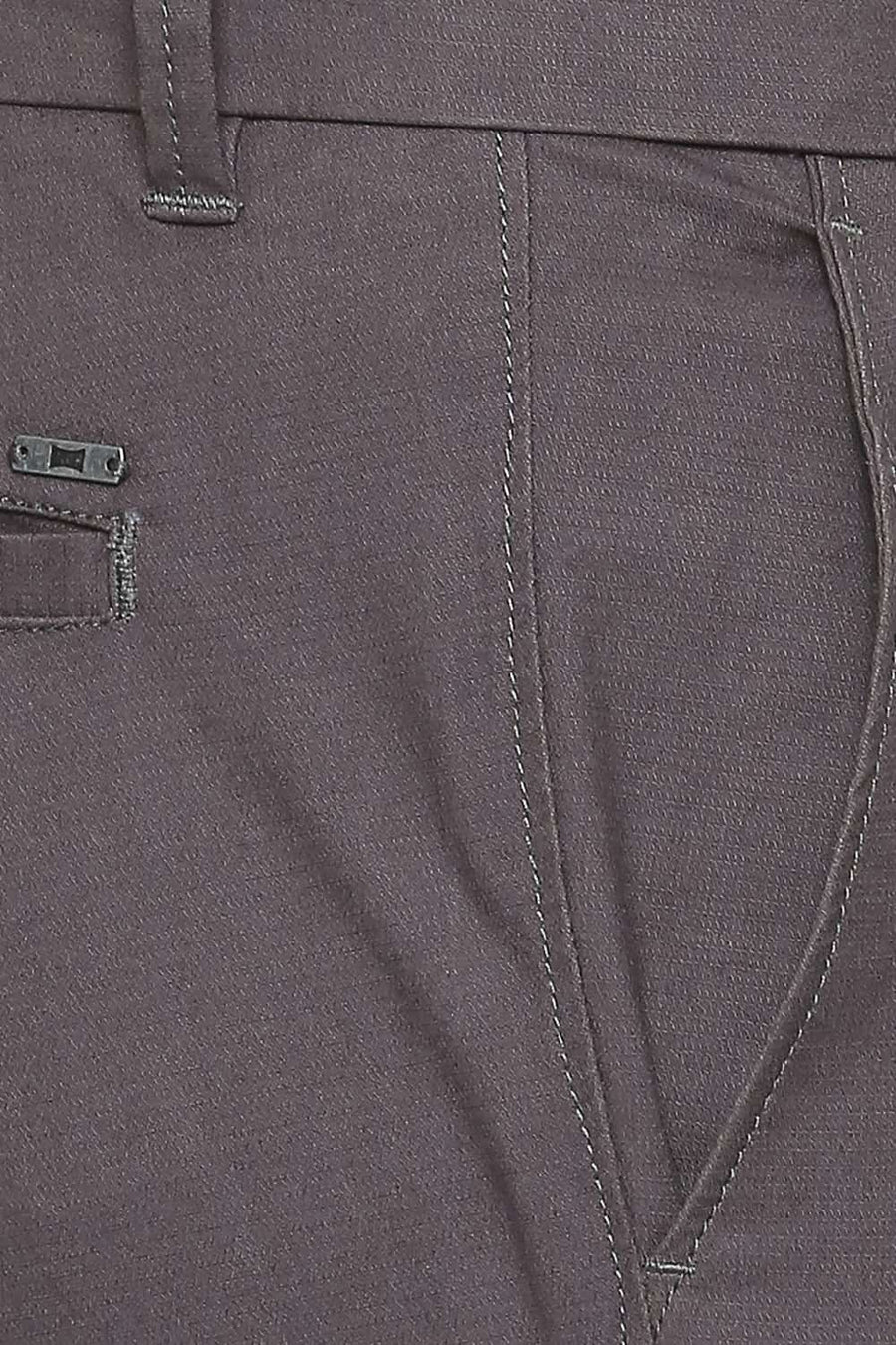BASICS TAPERED FIT GUNMETAL GREY STRETCH TROUSERS