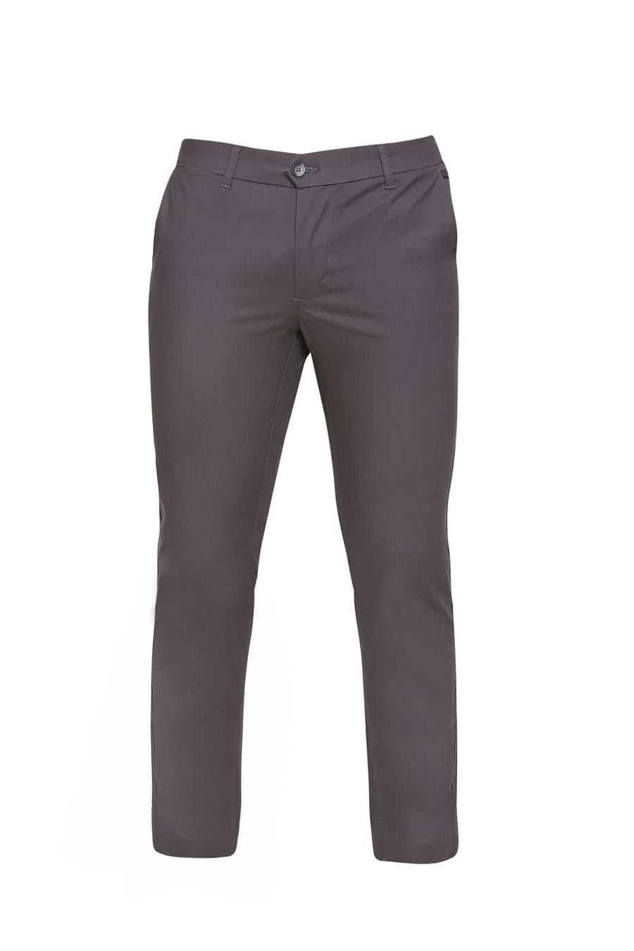 BASICS TAPERED FIT GUNMETAL GREY STRETCH TROUSERS