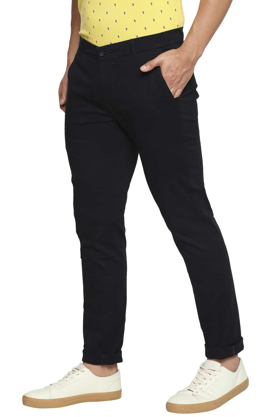 BASICS TAPERED FIT PHANTOM BLACK STRETCH TROUSER