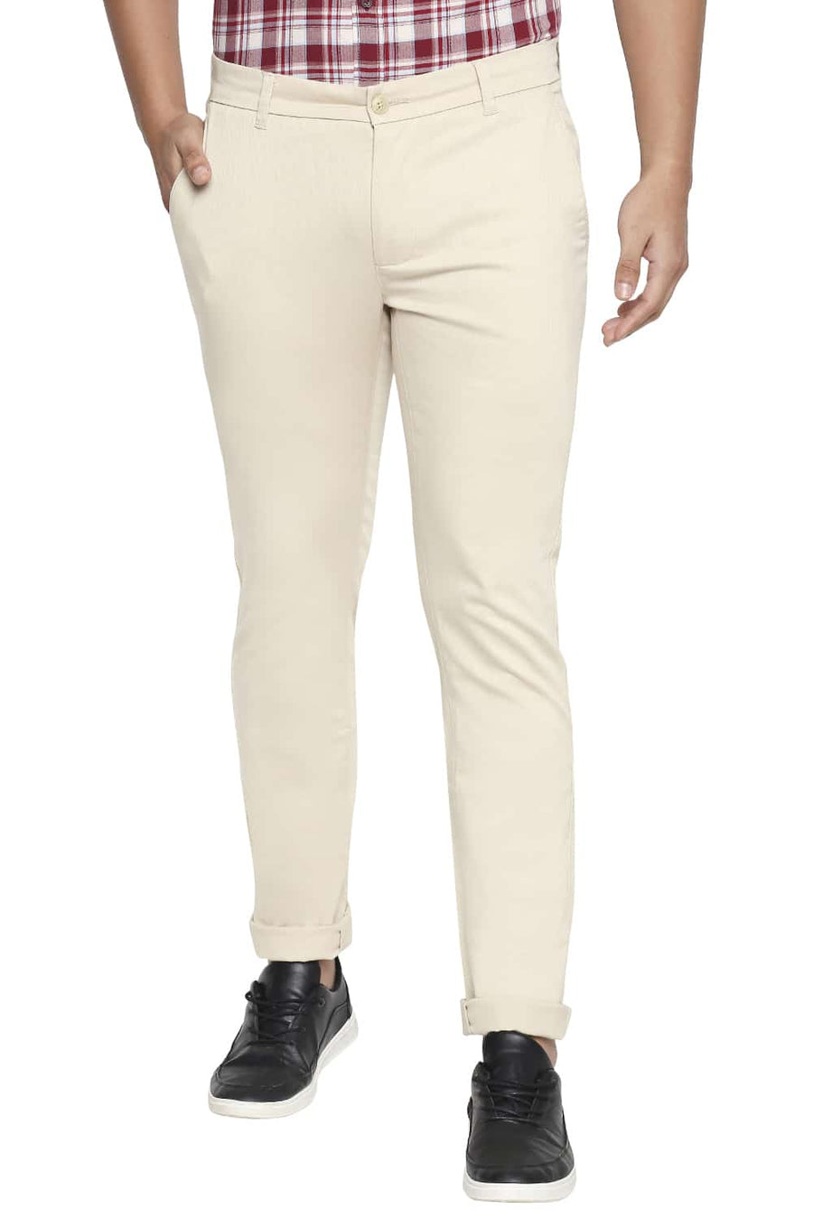 BASICS TAPERED FIT PEBBLE STONE STRETCH TROUSER