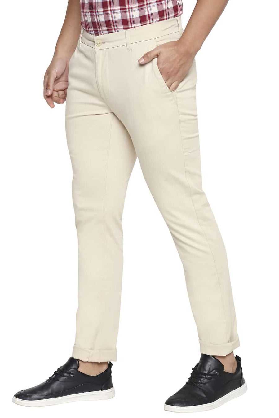 BASICS TAPERED FIT PEBBLE STONE STRETCH TROUSER