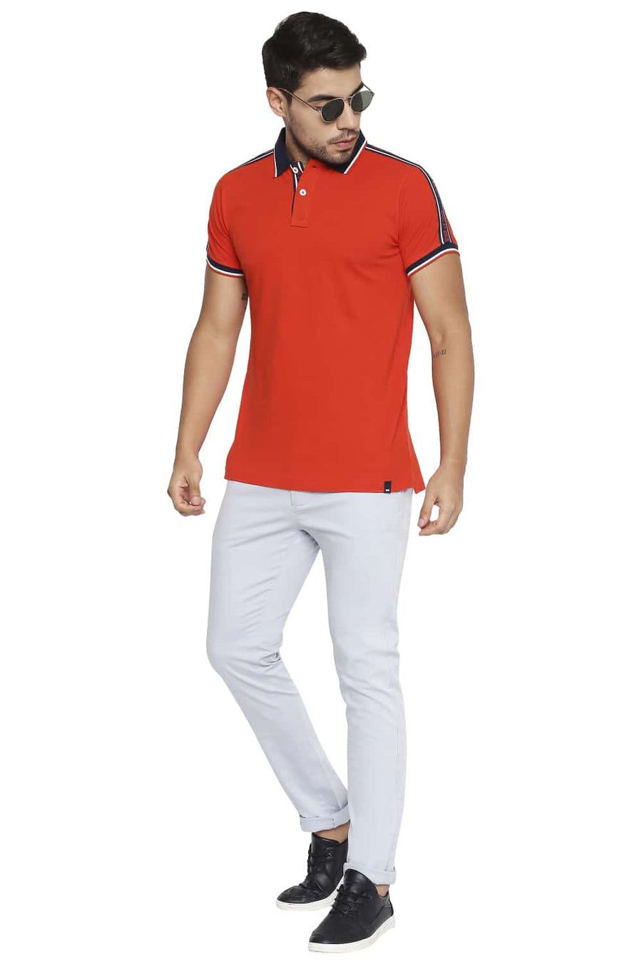 BASICS TAPERED FIT ASHLEY BLUE STRETCH TROUSER