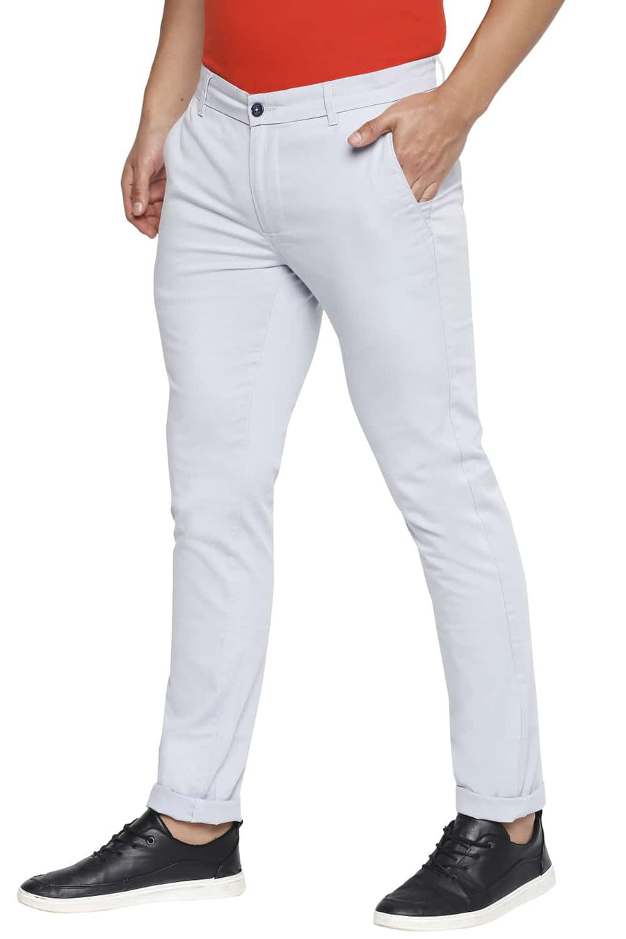BASICS TAPERED FIT ASHLEY BLUE STRETCH TROUSER
