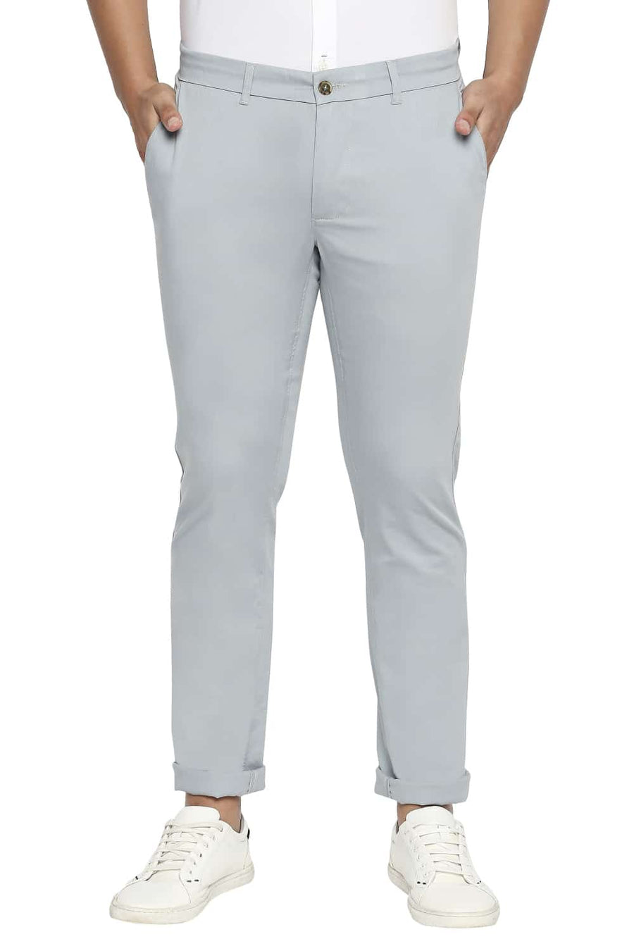 BASICS TAPERED FIT TROOPER GREEN STRETCH TROUSER