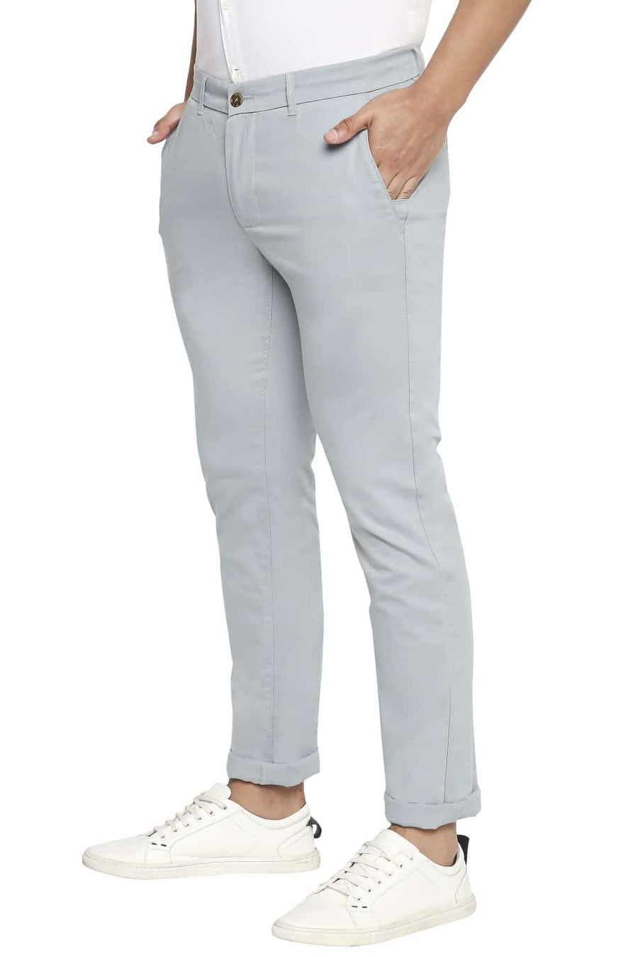 BASICS TAPERED FIT TROOPER GREEN STRETCH TROUSER