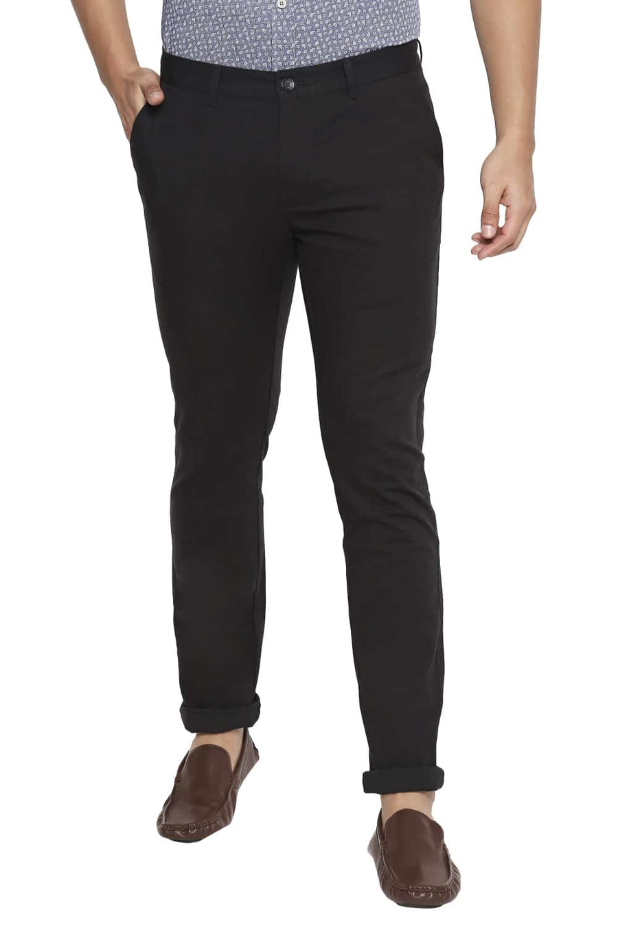 BASICS TAPERED FIT PHANTOM BLACK STRETCH TROUSER