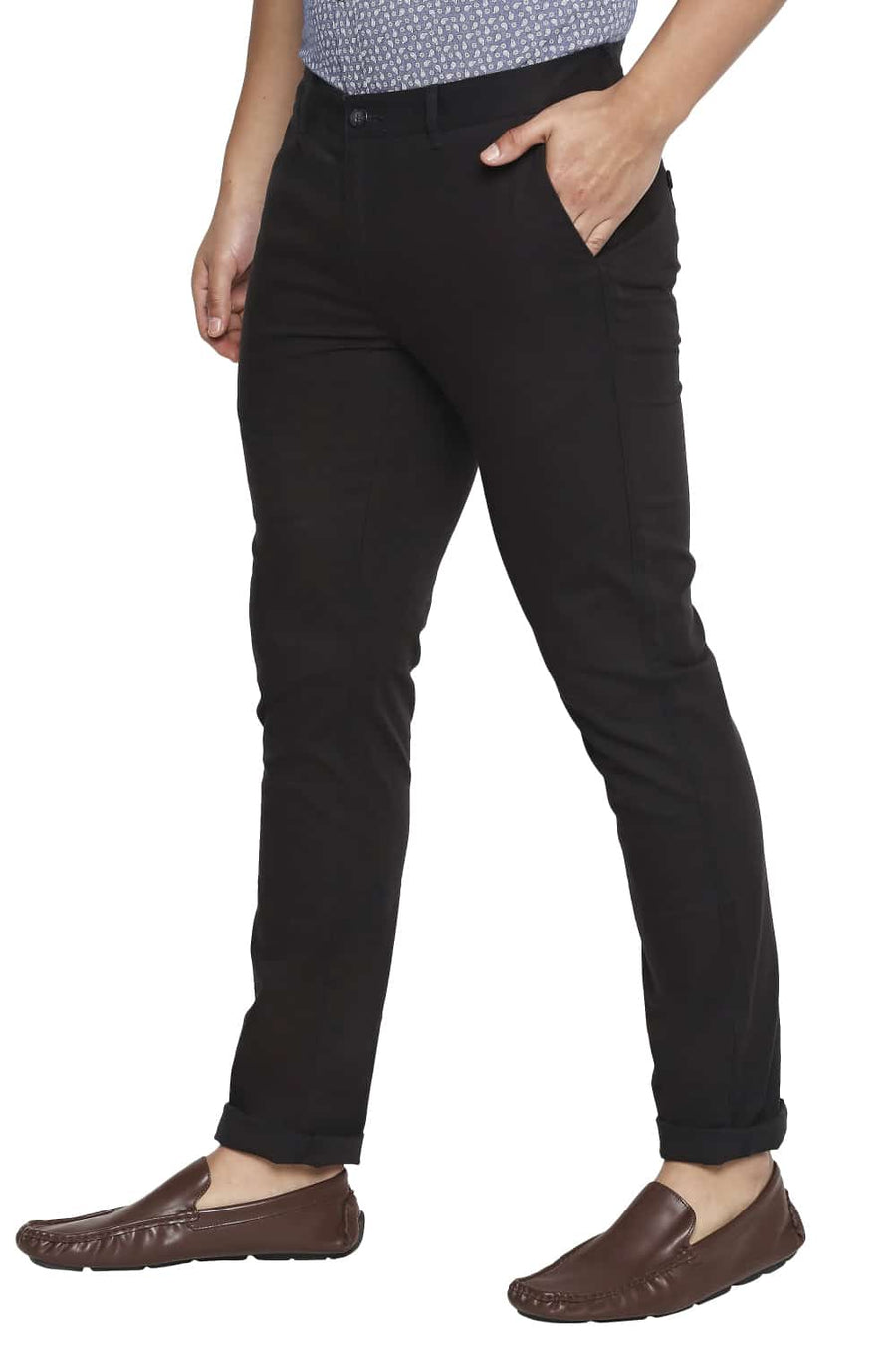 BASICS TAPERED FIT PHANTOM BLACK STRETCH TROUSER
