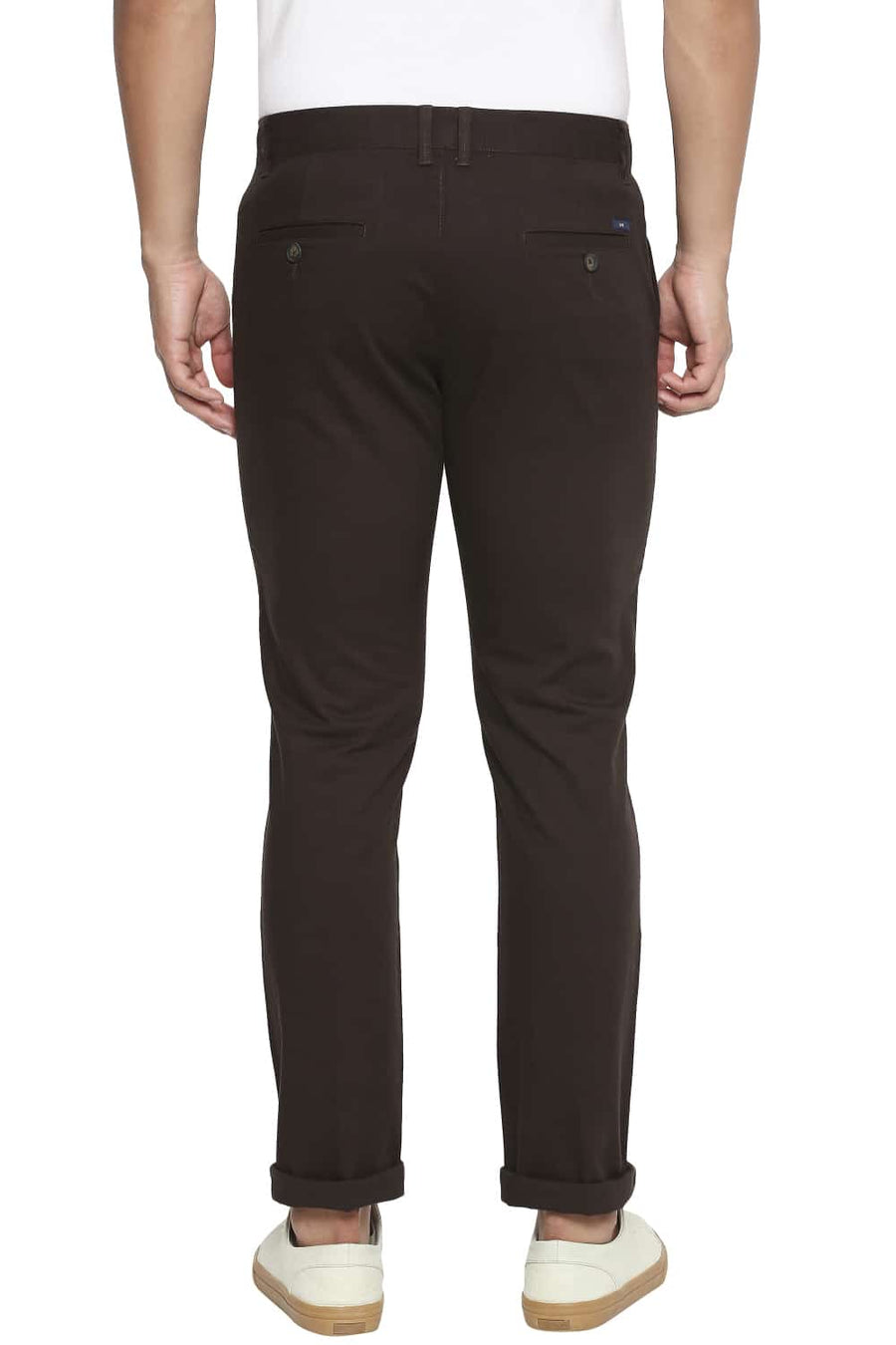 BASICS TAPERED FIT DARK BROWN STRETCH TROUSER
