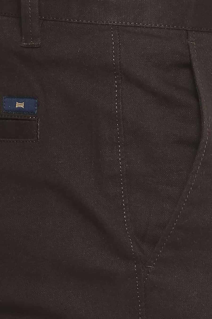 BASICS TAPERED FIT DARK BROWN STRETCH TROUSER