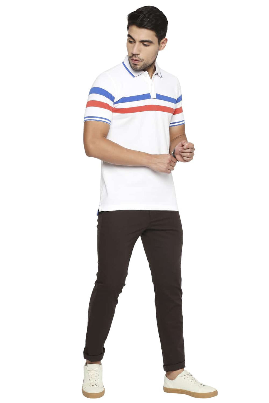 BASICS TAPERED FIT DARK BROWN STRETCH TROUSER