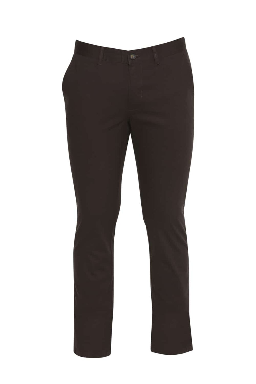 BASICS TAPERED FIT DARK BROWN STRETCH TROUSER