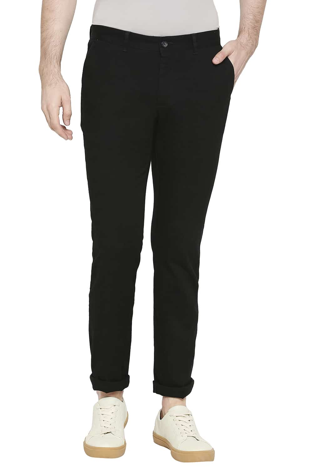 BASICS TAPERED FIT STRETCH STRETCH TROUSERS