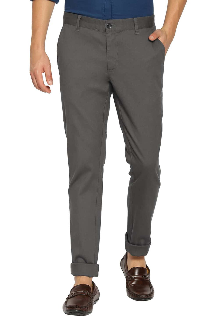 BASICS TAPERED FIT SEDONA GREY STRETCH TROUSERS