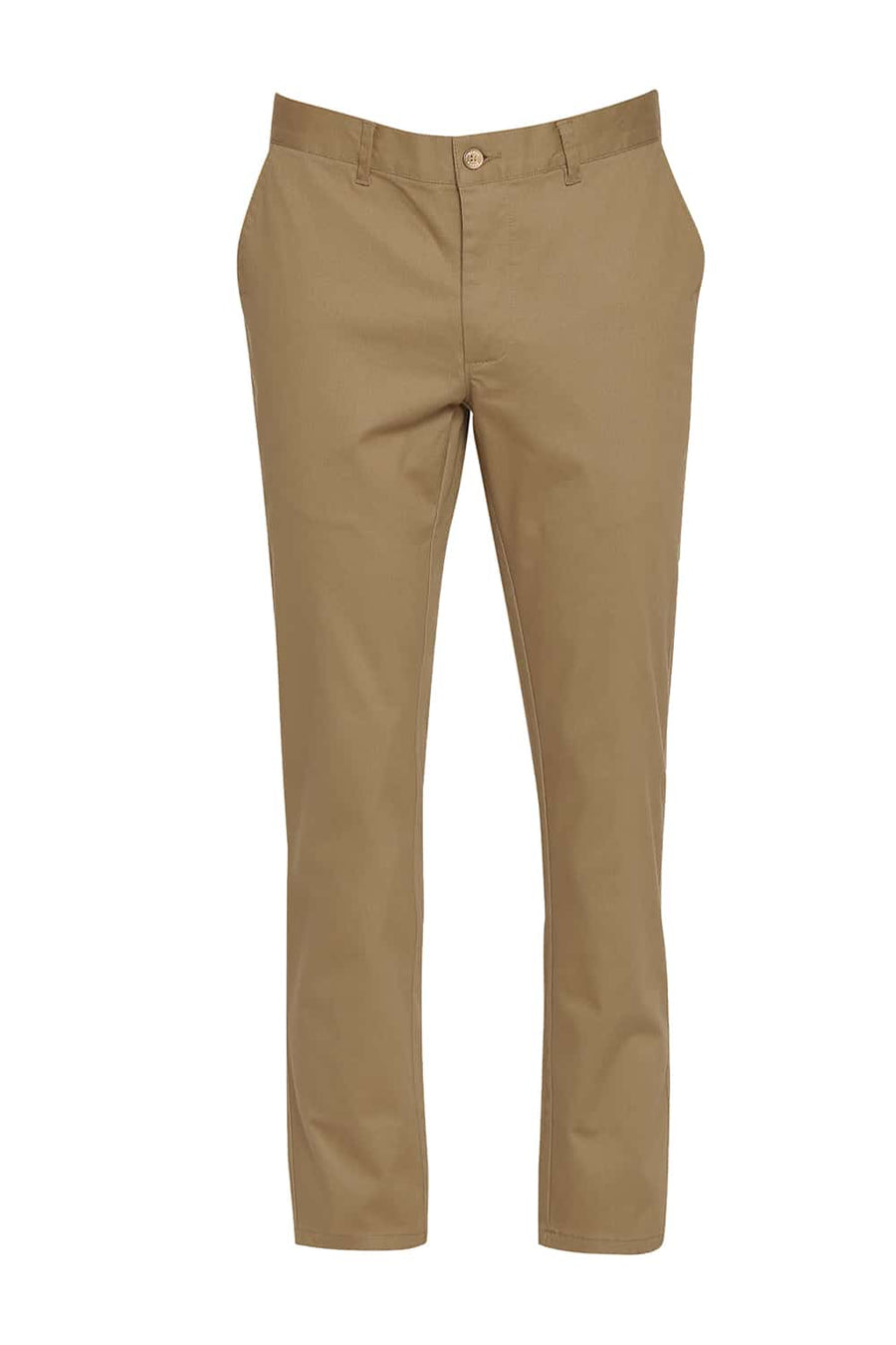 BASICS TAPERED FIT BRONZE KHAKI STRETCH TROUSERS