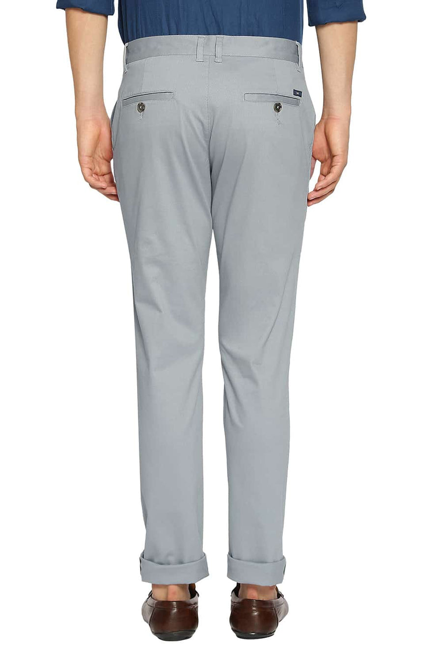 BASICS TAPERED FIT SLATE BLUE STRETCH TROUSERS