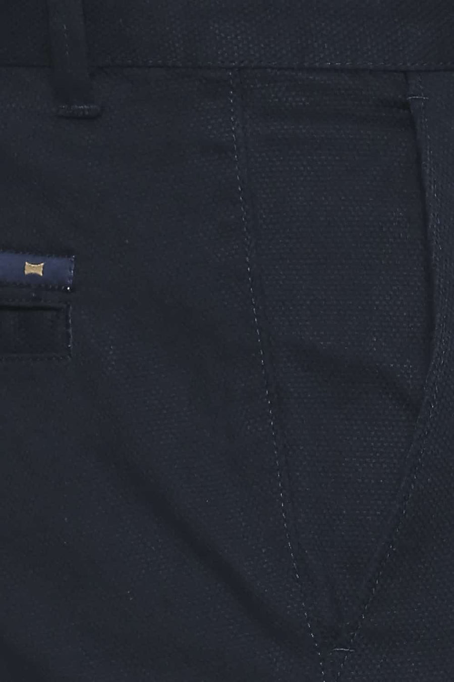 BASICS TAPERED FIT REFLECTING POND NAVY STRETCH TROUSER