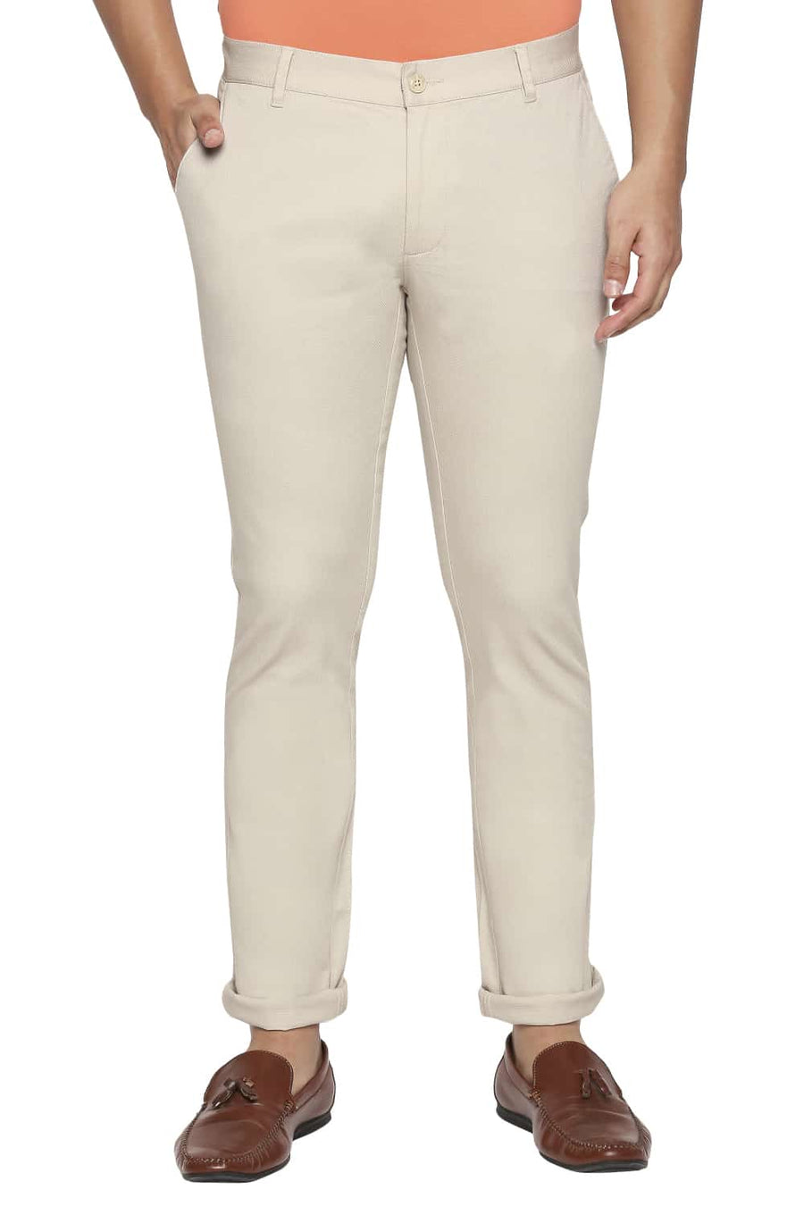 BASICS TAPERED FIT FOG STRETCH TROUSER
