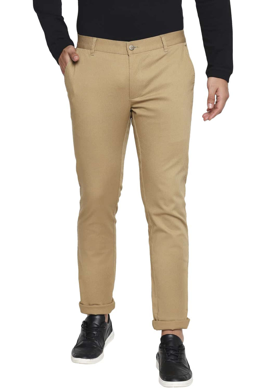 BASICS TAPERED FIT BRONZE KHAKI STRETCH TROUSER