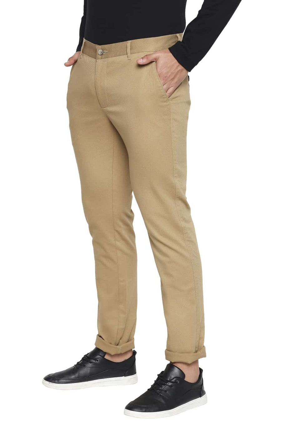 BASICS TAPERED FIT BRONZE KHAKI STRETCH TROUSER