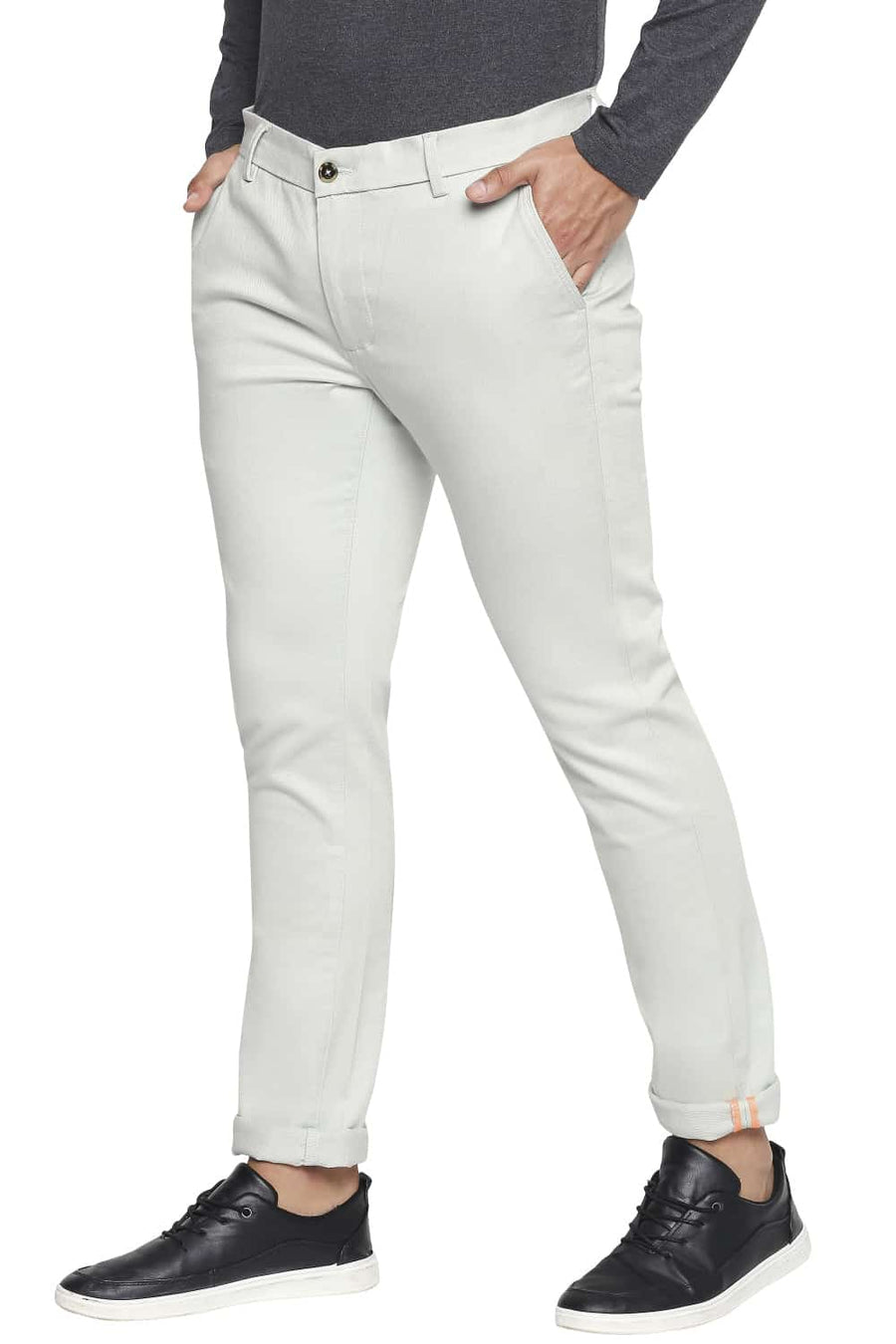 BASICS TAPERED FIT SKY GREY STRETCH TROUSER