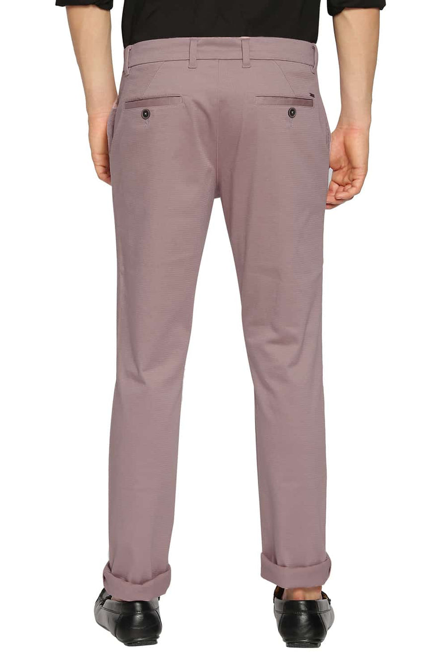 BASICS TAPERED FIT FAWN PINK STRETCH TROUSERS