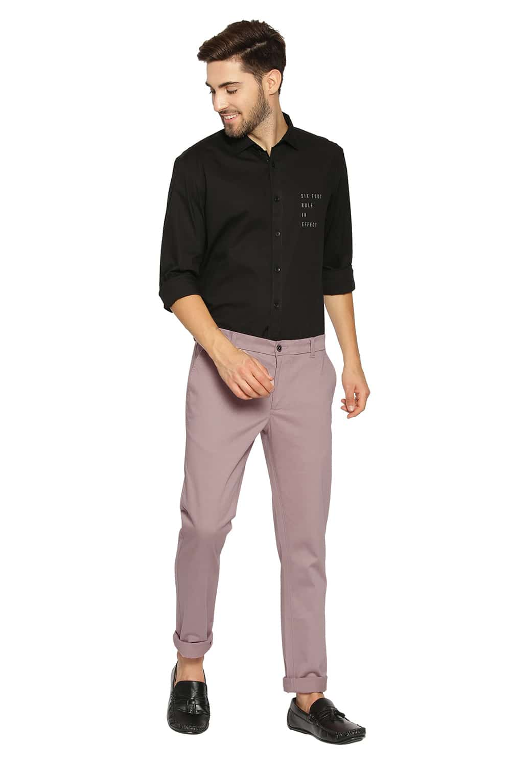 BASICS TAPERED FIT STRETCH TROUSERS