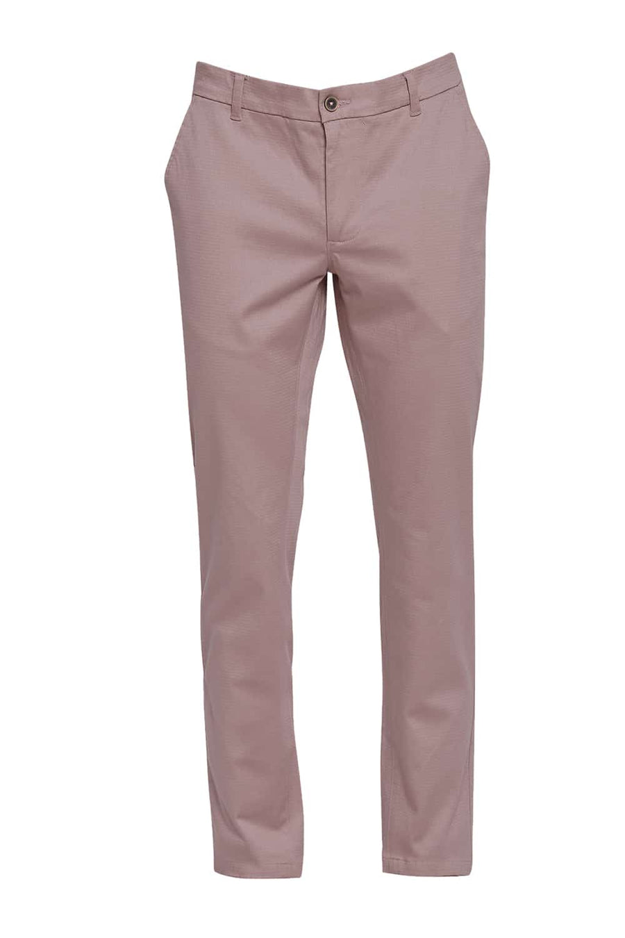 BASICS TAPERED FIT FAWN PINK STRETCH TROUSERS