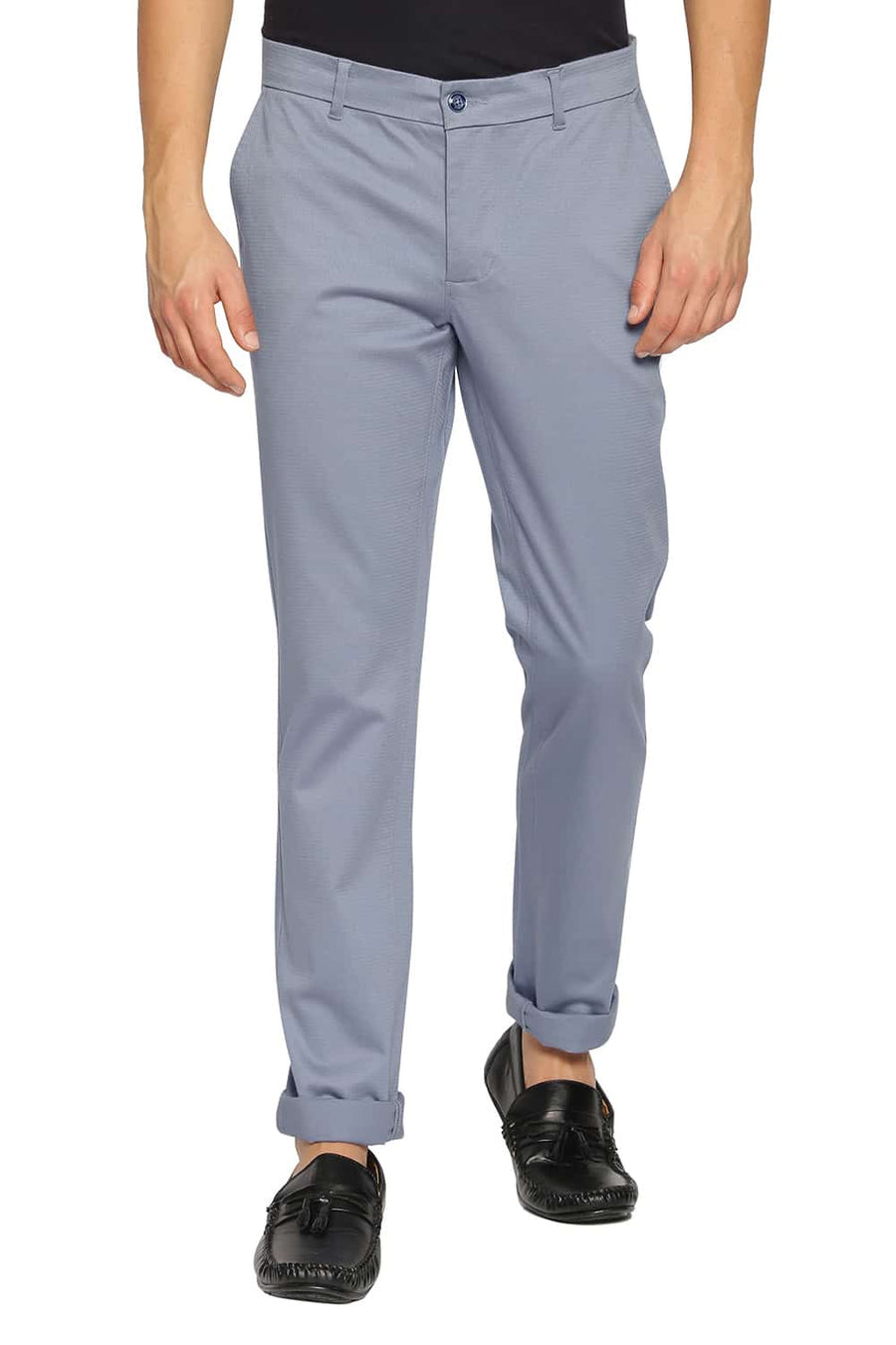 BASICS TAPERED FIT CITADEL BLUE STRETCH TROUSERS