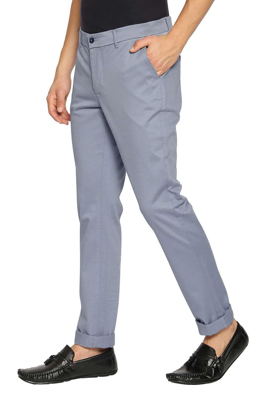 BASICS TAPERED FIT CITADEL BLUE STRETCH TROUSERS