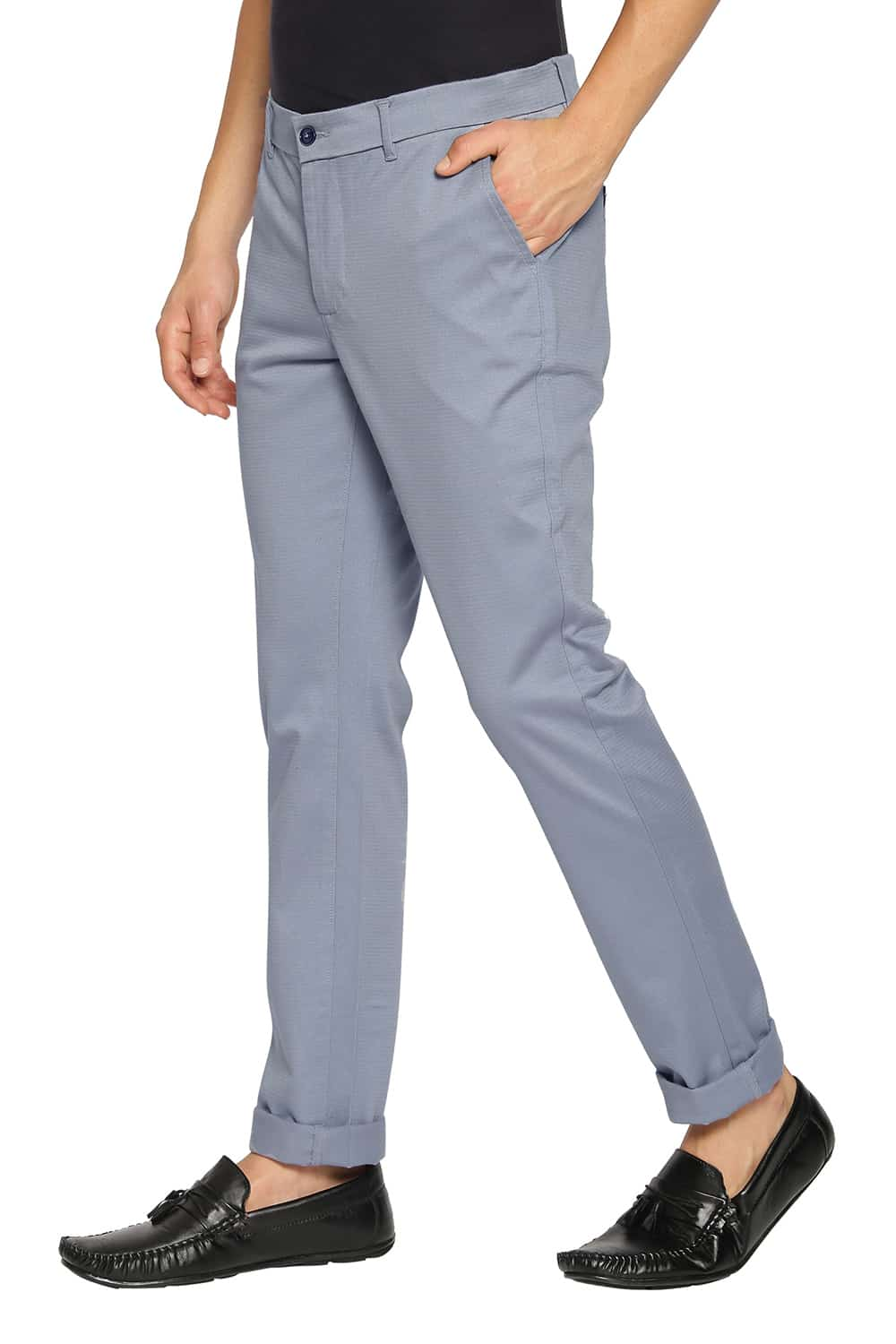 BASICS TAPERED FIT STRETCH TROUSERS