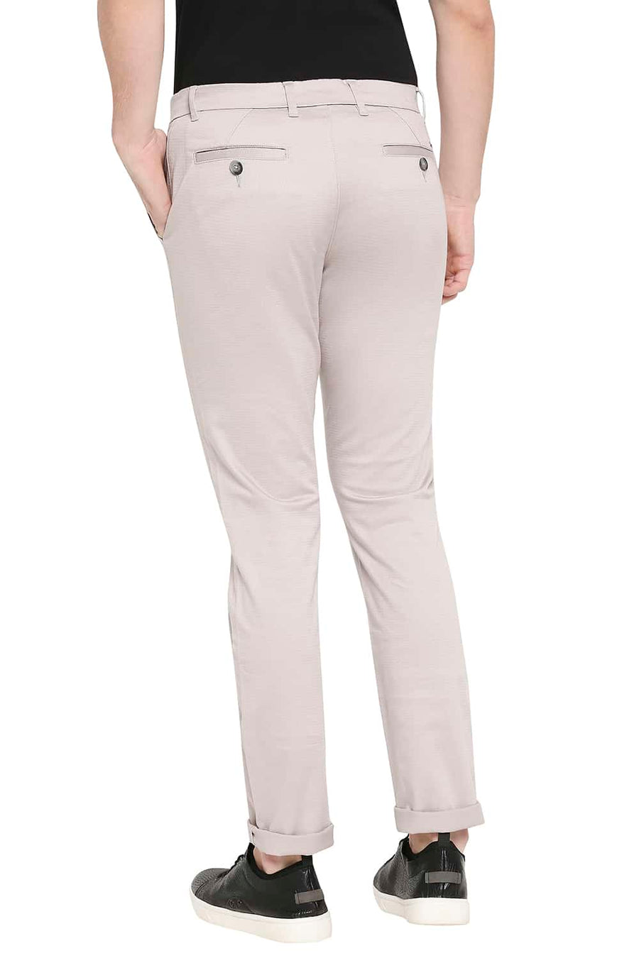 BASICS TAPERED FIT GULL GREY STRETCH TROUSERS