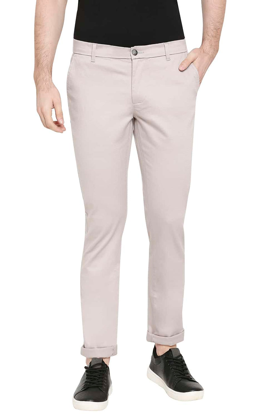BASICS TAPERED FIT GULL GREY STRETCH TROUSERS