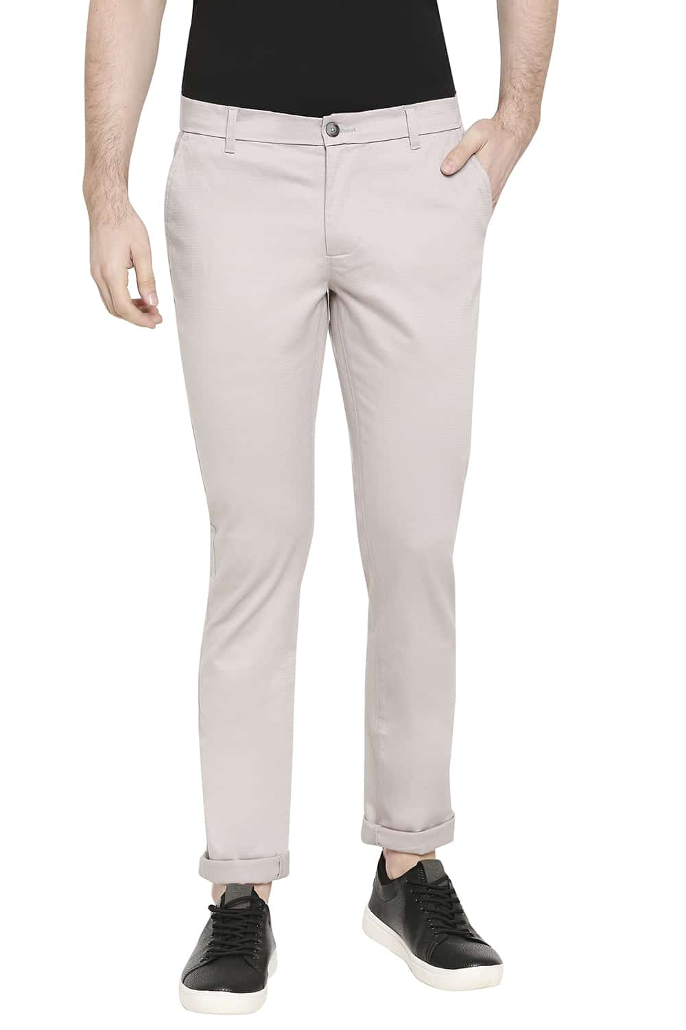 BASICS TAPERED FIT STRETCH TROUSERS