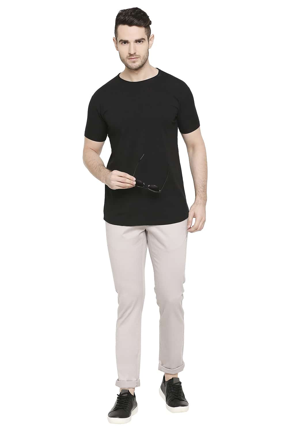 BASICS TAPERED FIT STRETCH TROUSERS