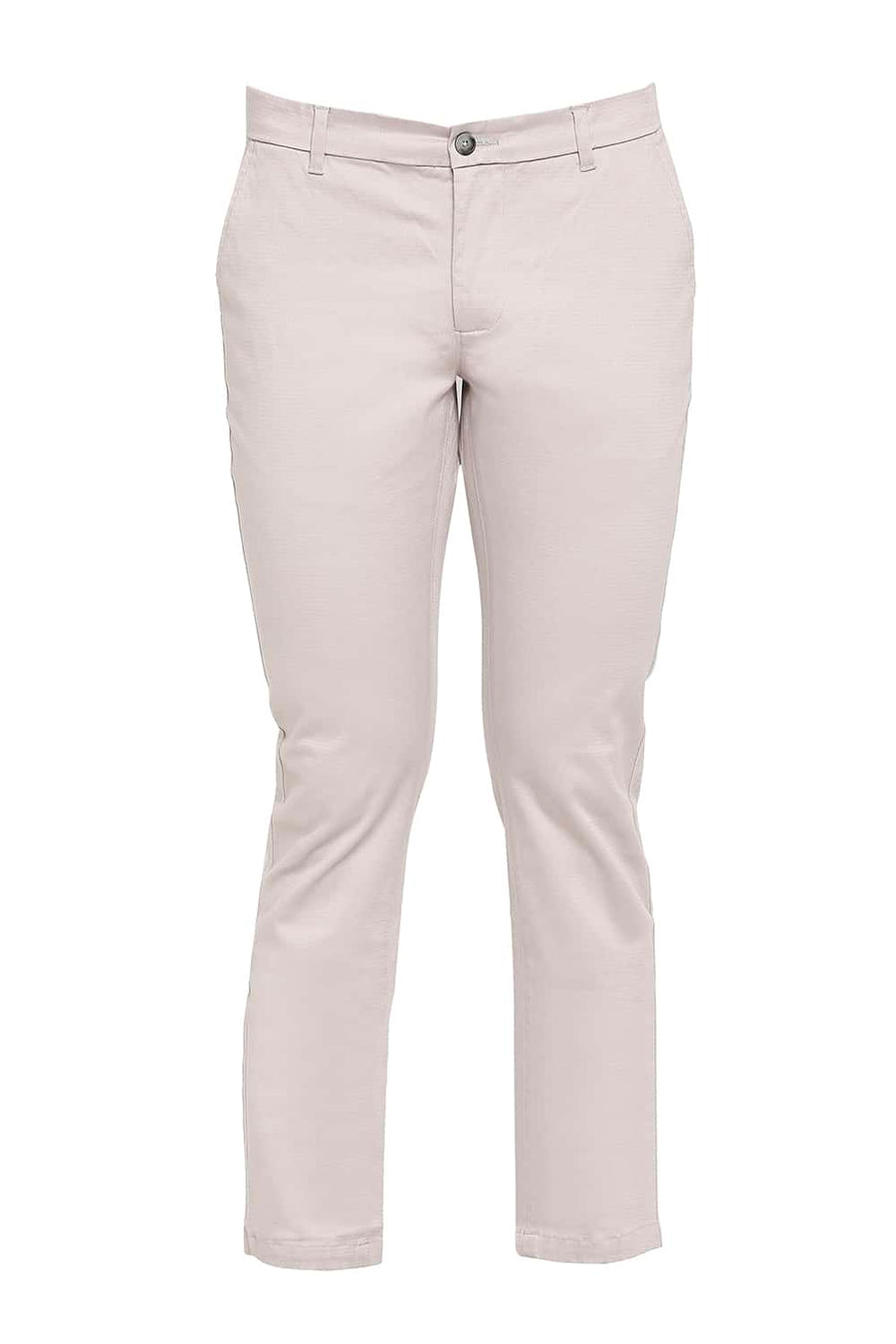BASICS TAPERED FIT GULL GREY STRETCH TROUSERS