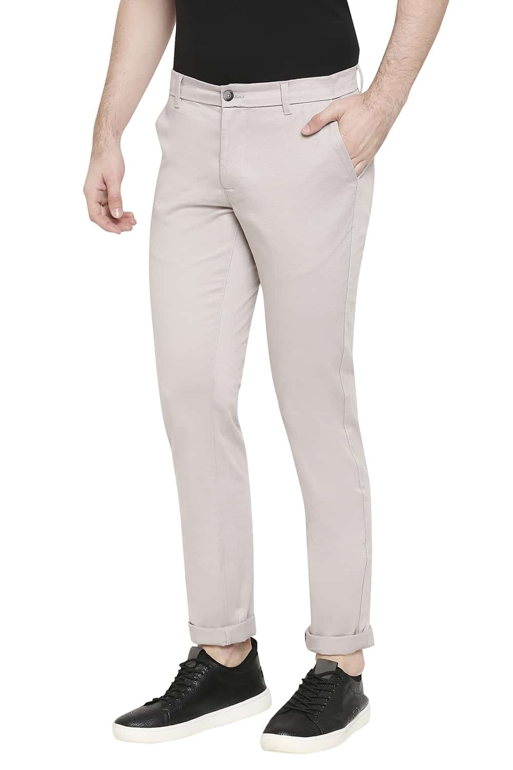 BASICS TAPERED FIT STRETCH TROUSERS