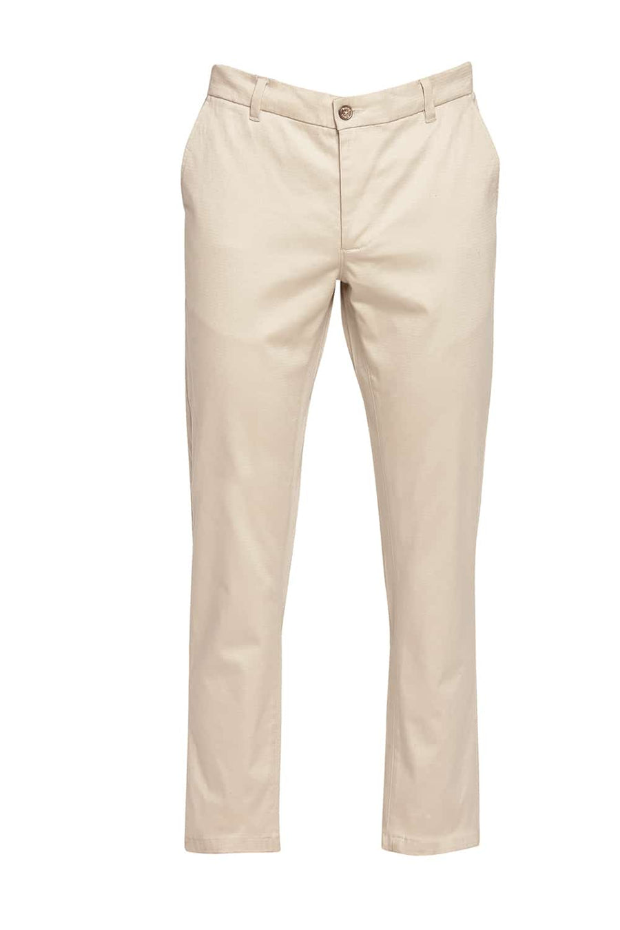 BASICS TAPERED FIT FOG STONE STRETCH TROUSERS