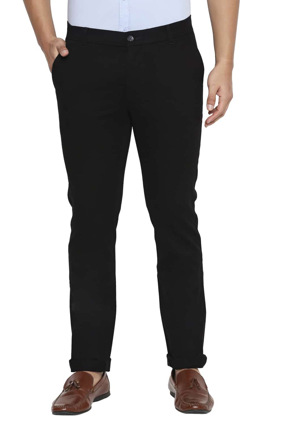 BASICS TAPERED FIT BLACK RAVEN STRETCH TROUSER