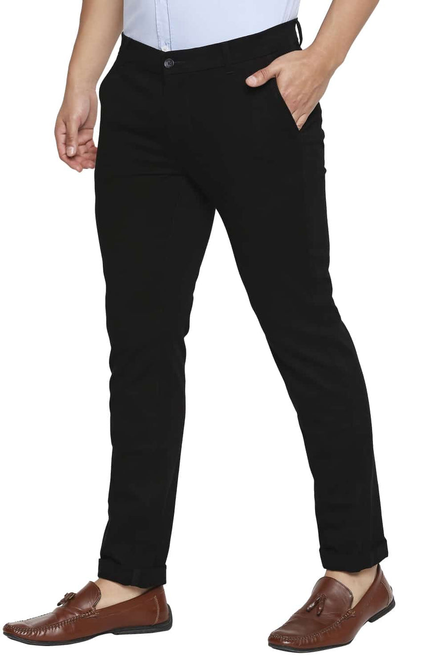 BASICS TAPERED FIT BLACK RAVEN STRETCH TROUSER