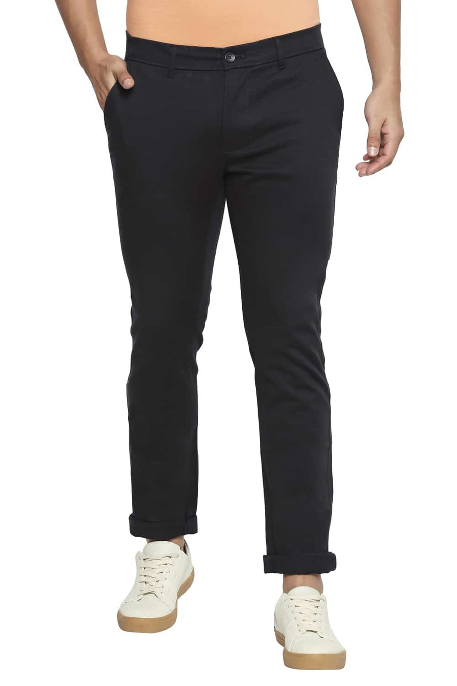 BASICS TAPERED FIT DARK PHANTOM GREY STRETCH TROUSER