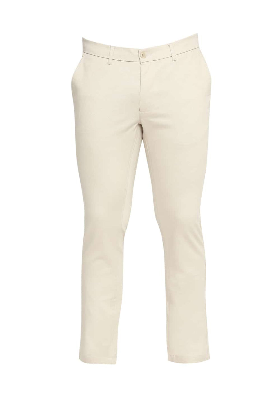 BASICS TAPERED FIT PARCHMENT STONE STRETCH TROUSER