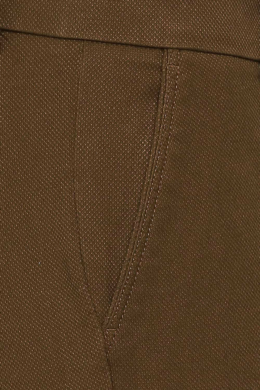 BASICS TAPERED FIT COCOA BROWN STRETCH TROUSERS