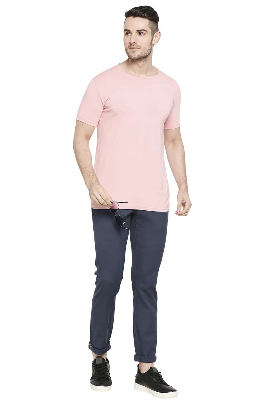 BASICS TAPERED FIT MALLAR BLUE STRETCH TROUSERS