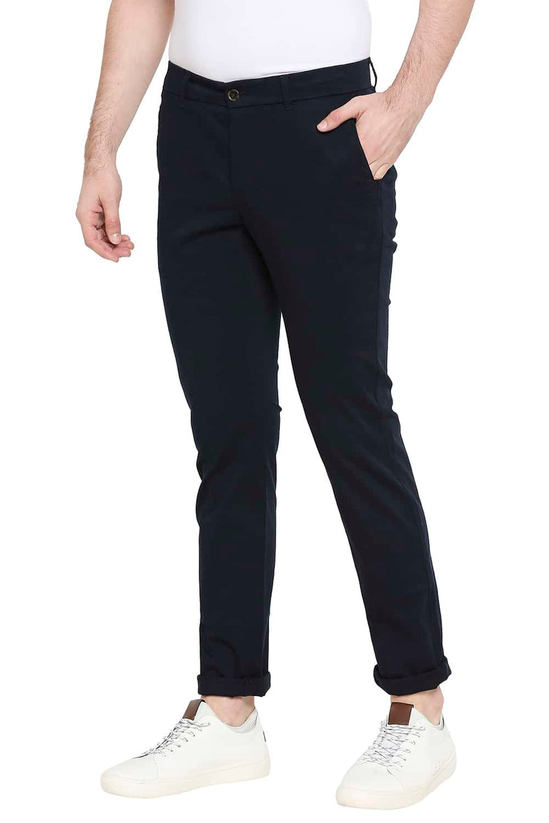 BASICS TAPERED FIT STRETCH TROUSERS