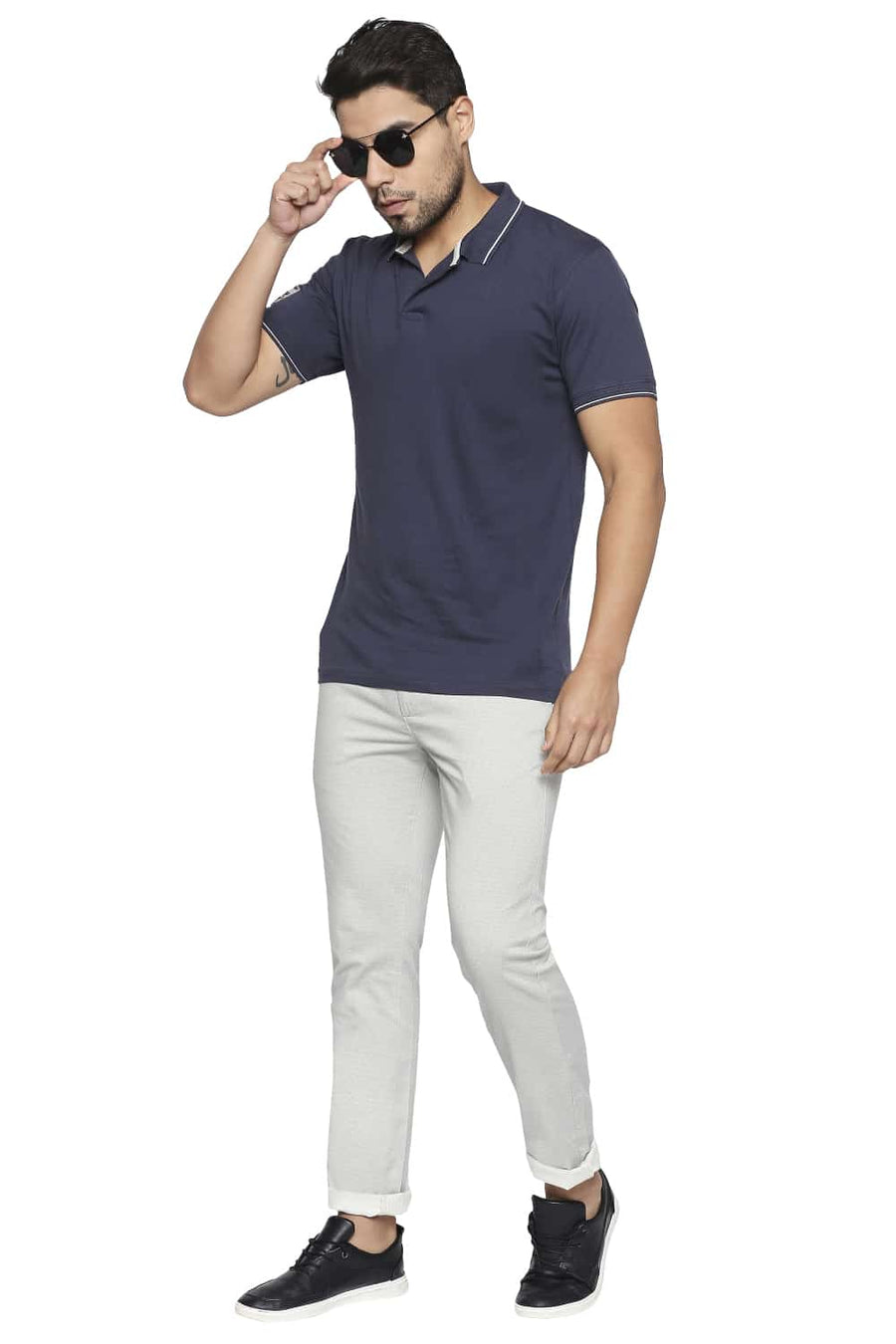 BASICS SKINNY FIT AGATE GREY STRETCH TROUSER