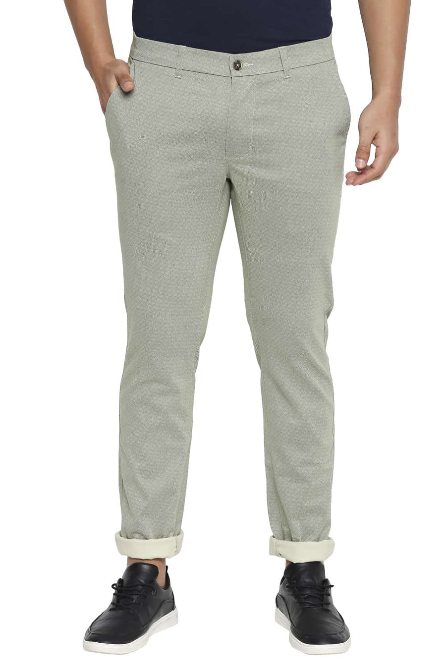 BASICS SKINNY FIT ASPEN GREEN STRETCH TROUSER
