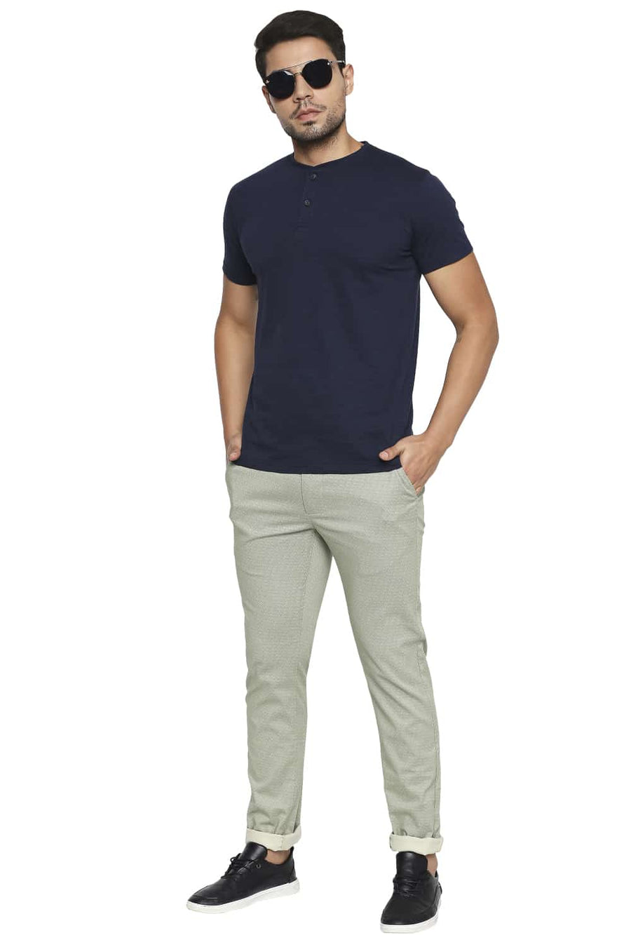 BASICS SKINNY FIT ASPEN GREEN STRETCH TROUSER